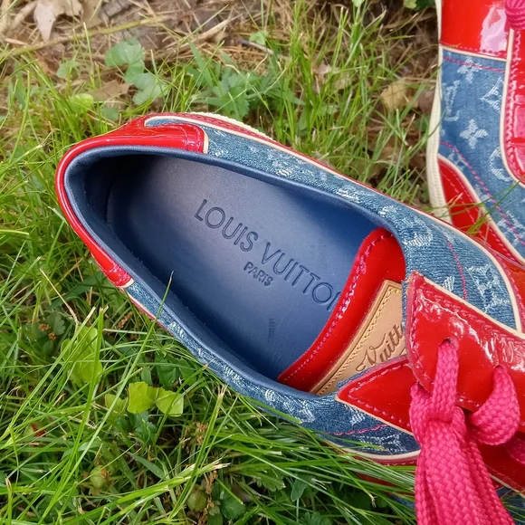 Vintage Louis Vuitton Denim and Red Patent Leather sneakers size 39/8.5 - Picture 6 of 13